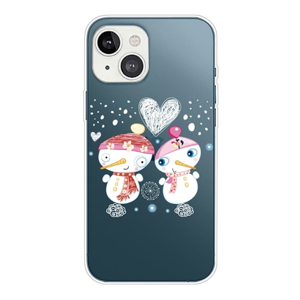 Julfodral till iPhone 14 Plus - Snögubbe Par Vit