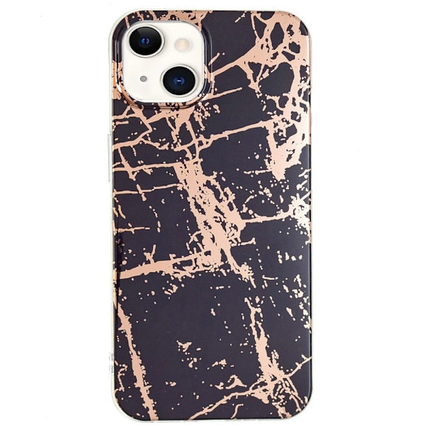 Marble iPhone 15 Plus Suojakotelo - Electroplated Musta Marble Black
