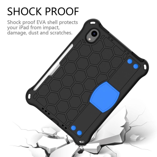 iPad Mini 6 (2021) honeycomb texture EVA cover with strap - Blac Black