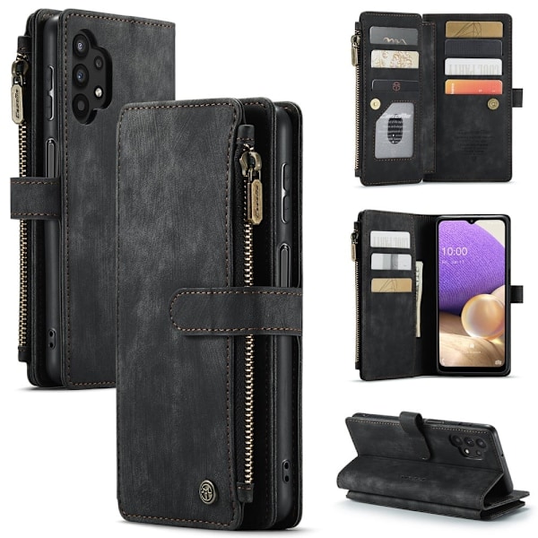 CaseMe vetoketjullinen lompakko-puhelinkotelo Samsung Galaxy M32 5G / Samsung Galaxy A32 5G - Musta Black