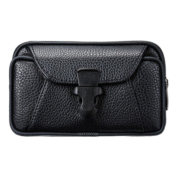 Universal zippered belt bag horizontal style for smartphone Black