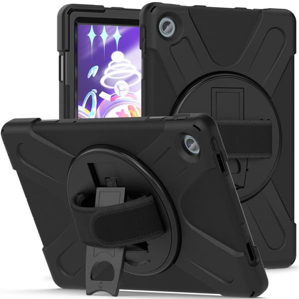 Lenovo Tab M10 Plus (Gen 3) 360 graders svingbart silikondeksel med håndstropp - Svart Black