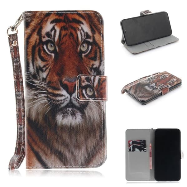 iPhone Xs Max flip cover i mønstret læder - Fierce Tiger Multicolor