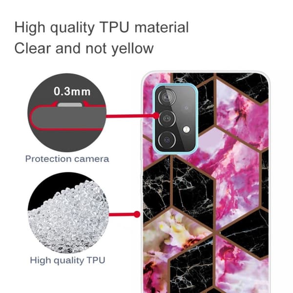 Marmormotiv Samsung Galaxy A32 skal - Svart Och Rosa Marmor multifärg