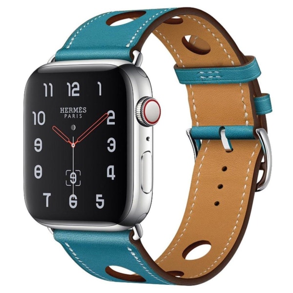 Apple Watch Series 4 40mm ægte læder Tre Huller Urrem - Blå Blue