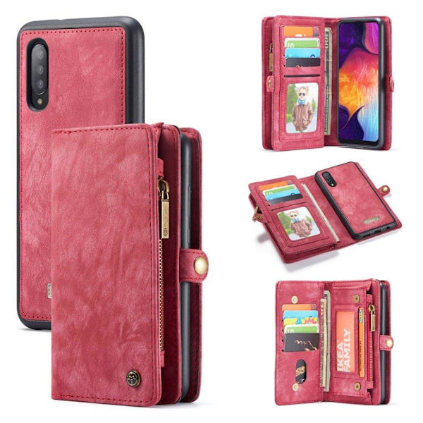 CaseMe Samsung Galaxy A50 fodral med blixtlås - Röd Röd