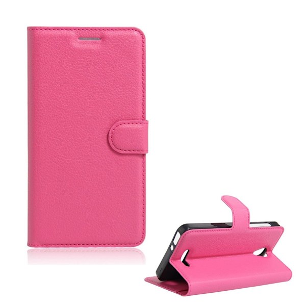 Mankell Alcatel Pop 4 Lychee Textur Fodral - Varm Rosa Rosa