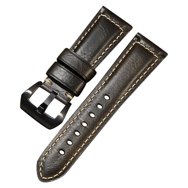 20mm Universal Aito nahkahihna - Musta / Musta Solki Black