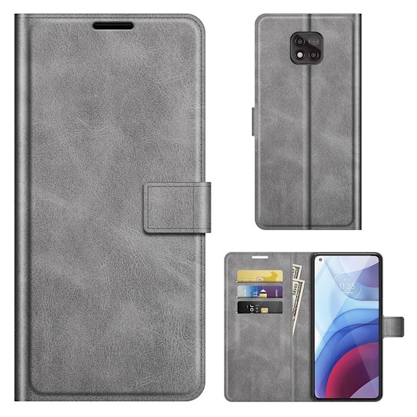 Lompakko Nahkakotelo For Motorola Moto G Power (2021) - Harmaa Silver grey