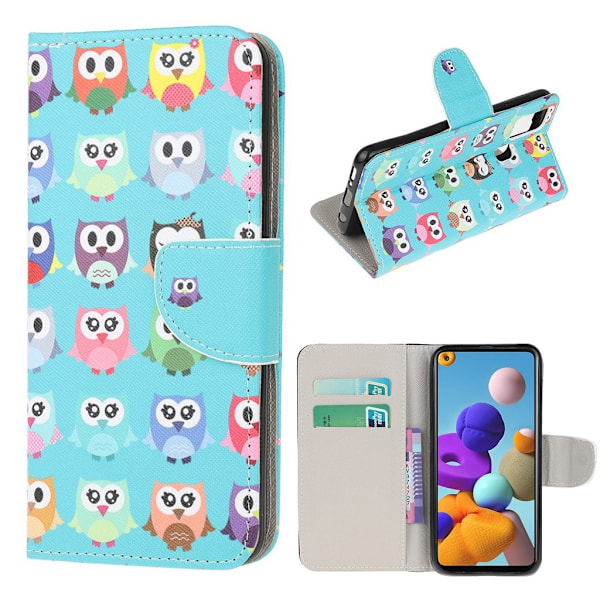 Wonderland Samsung Galaxy A21s Etui - Ugler Multicolor