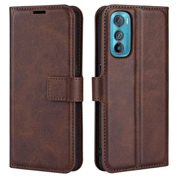 Motorola Edge 30 læderetui med pung - Brun Brown