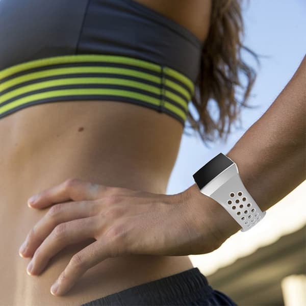 Fitbit Ionic tofarget silikonarmbånd - Grå / Hvit Silver grey