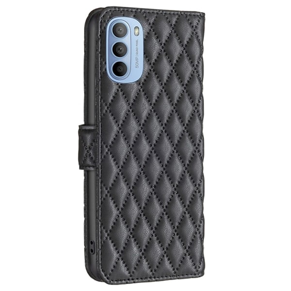 Rhombus Mønster Matte Flip Case til Motorola Moto G41 / G31 - Sort Black