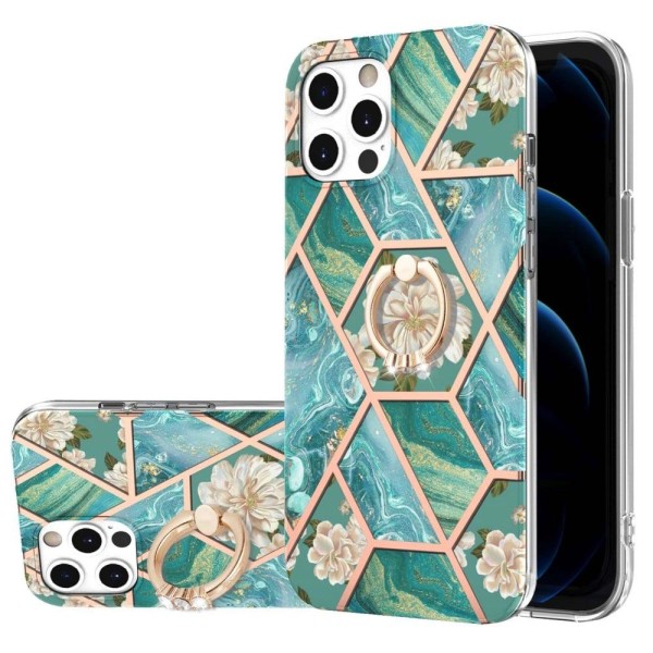 Marble design iPhone 12 Pro Max cover - Blå Blomster Blue