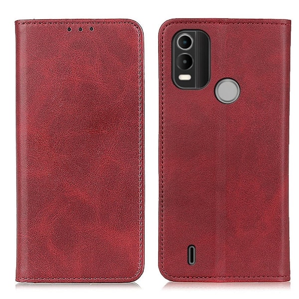 Nokia C21 Plus lompakkokotelo, aitoa nahkaa - Punainen Red