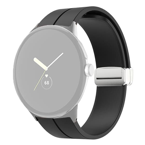 Google Pixel Watch silikoninen ranneke - Hopea Solki / Musta Black