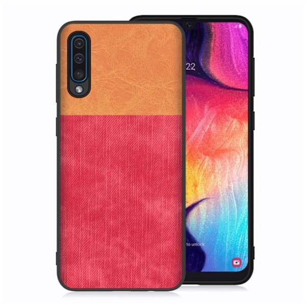 Jeans Samsung Galaxy A50 flip case - Ruskea / Punainen Multicolor