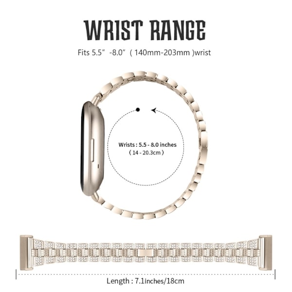 Fitbit Sense / Versa 3 rhinestone décor watch band - Gold Guld