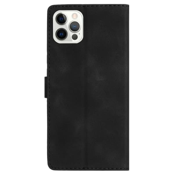 iPhone 16 Pro Max plånboksfodral i läder med tryck och blomma, flipskyddande telefonskal - Svart Svart