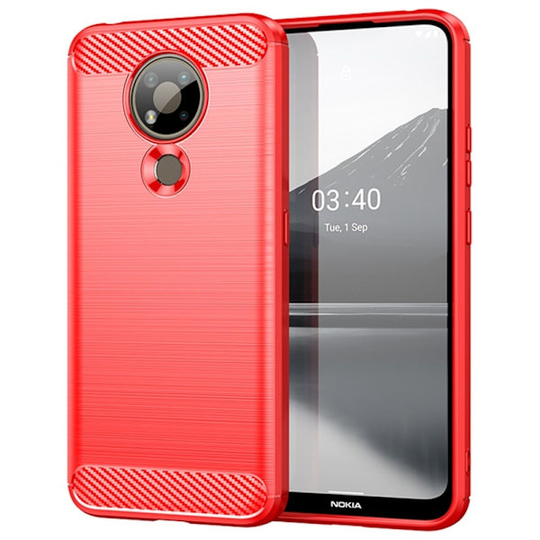 Carbon Flex Suojakotelo Nokia 3.4 - Punainen Red
