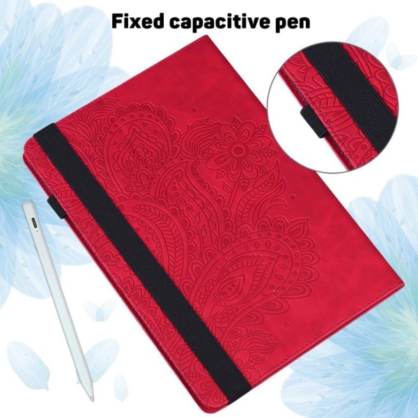 Lenovo Tab M10 FHD Plus flower imprint leather case - Red Red
