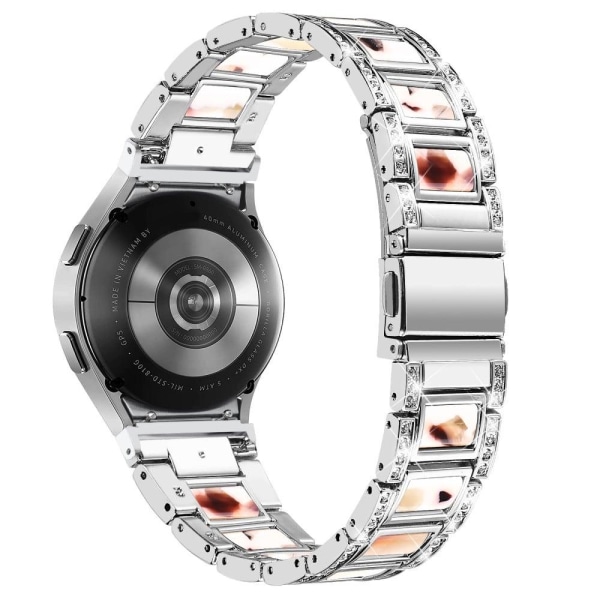 Rhinestone urrem i rustfrit stål til Samsung Galaxy Watch 4 - Sølv / Nougat-Mønster Silver grey