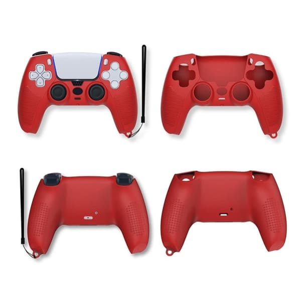 Sony PlayStation 5 - PS5 V1 silikondeksel med stropp - Rød Red