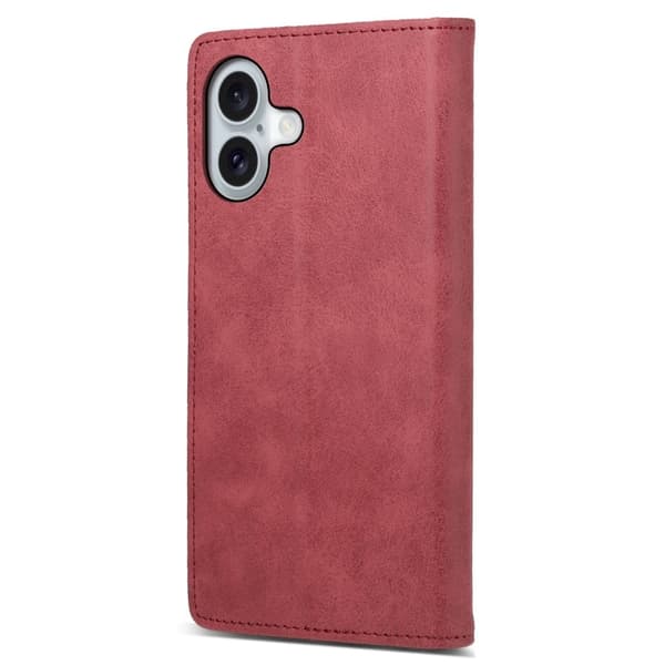DF-05 iPhone 16-etui Vegansk lær RFID-blokkerende telefondeksel - Rød Red