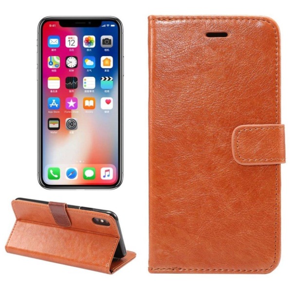 iPhone 9 Plus mobilfodral syntetläder silikon stående plånbok vi Brun