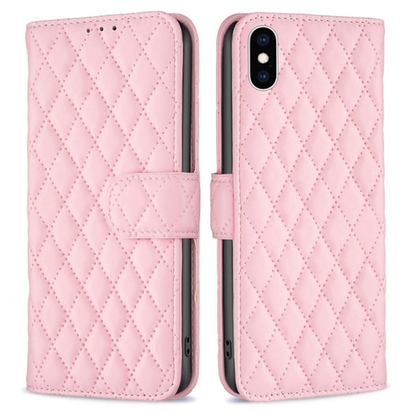 Matt iPhone Xs fodral med rombmönster - Rosa Rosa