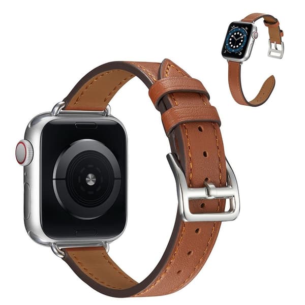 Apple Watch 40 mm urrem i enkelt læder - Brun Brown