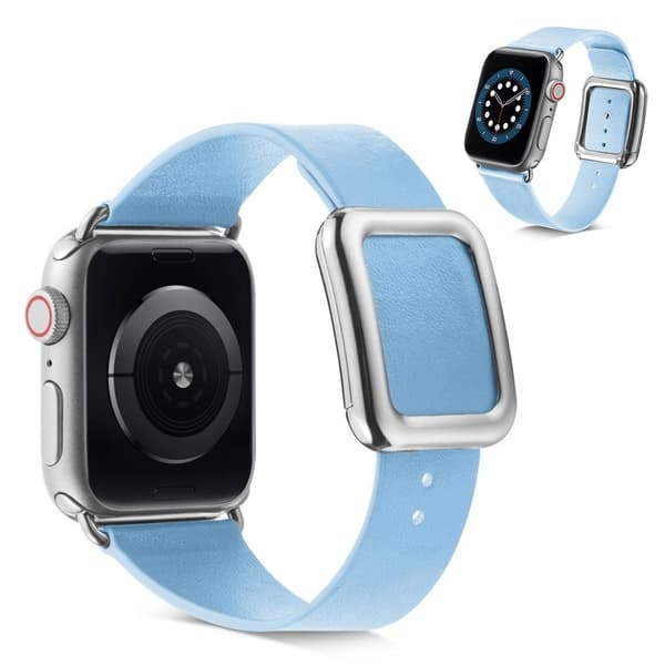 Apple Watch 40 mm urrem i mikrofiberlæder + spænde i rustfrit stål - Babyblå Blue