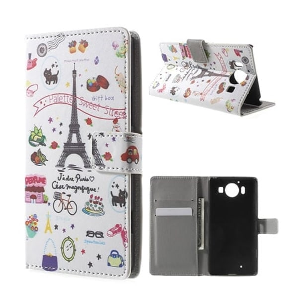 Mobergmicrosoft Lumia 950 Lær Etui - Eiffeltårnet And Fruit Multicolor