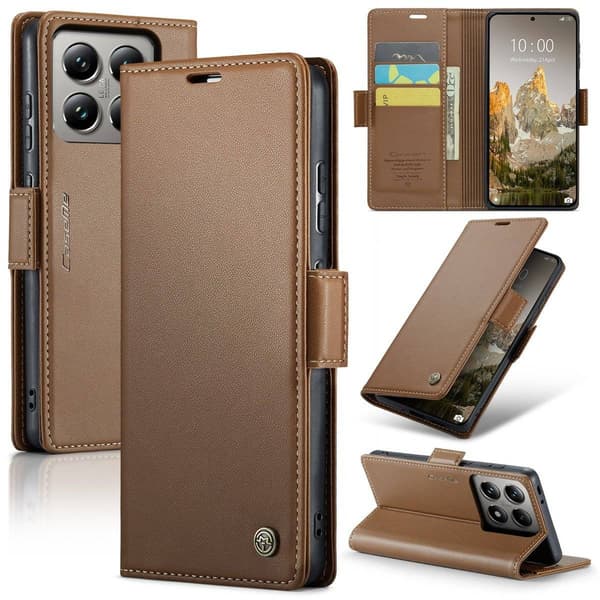 CaseMe Xiaomi 14T glatt etui - Brun Brown