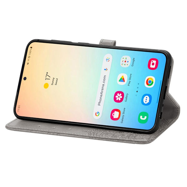Mandala läder Samsung Galaxy S25 Plus fodral - Grå Silvergrå