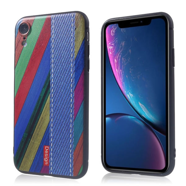 iPhone Xr soft case med præget mønster - Style C Multicolor