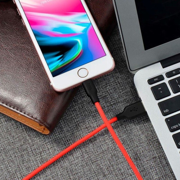 HOCO X21 Silicone lightning charging cable - black＆red Red