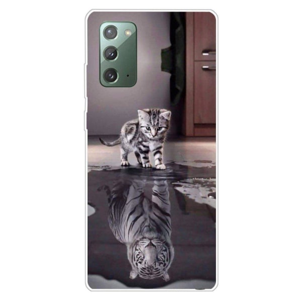 Deco Samsung Galaxy Note 20 case - Cat and Reflection in Water Silver grey