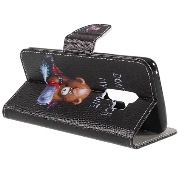 Samsung Galaxy S9 Plus mønstret grynet PU læder flip etui - vred bjørn og advarsler Multicolor