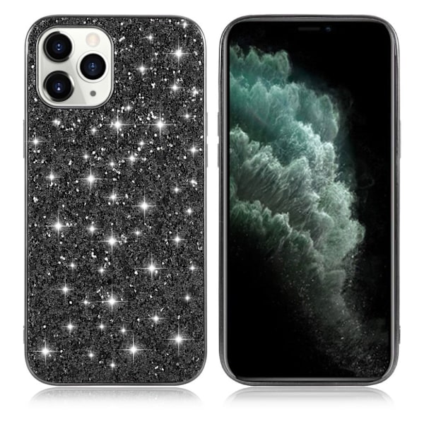 Glitter etui til iPhone 12 / 12 Pro - Sort Black