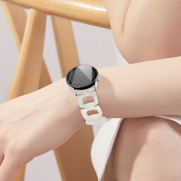 TicWatch 2 / E / C2 (sort / sølvfarvet urskive) Urrem Harpiks D-formet armbånd Urrem - Fluorescens Hvid White