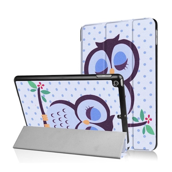 iPad (2017) Mønstret Tri-Fold PU Lær Etui - Napping Ugle Multicolor