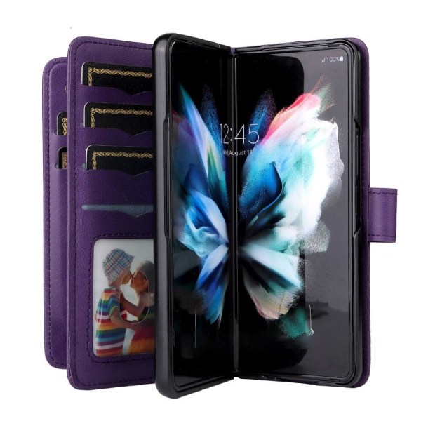 10-slot Lompakko Suojakotelo For Samsung Galaxy Z Fold3 5G - Violetti Purple