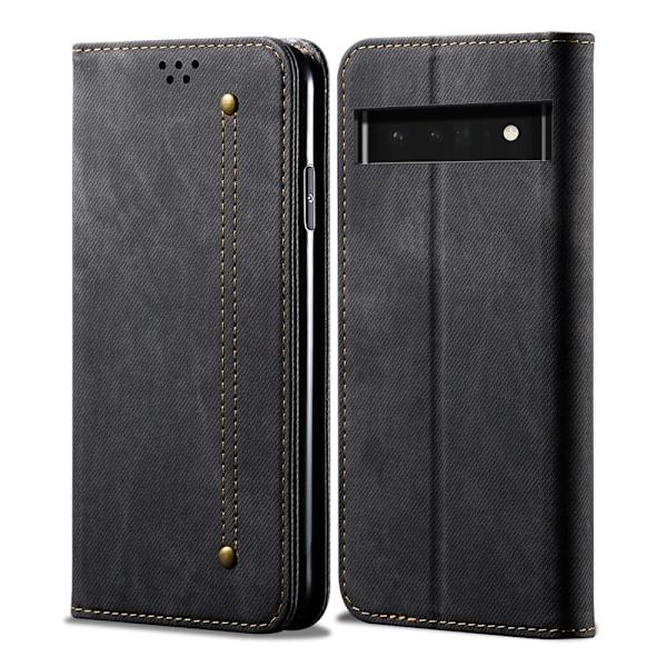 Jeans Google Pixel 6a Flip Etui - Sort Black