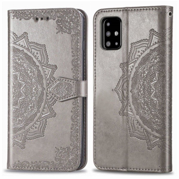 Mandala läder Samsung Galaxy A51 fodral - Silver/Grå Silvergrå