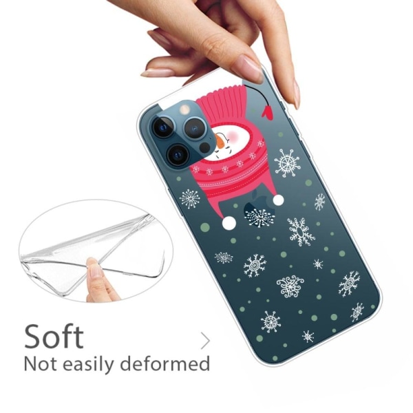 Mønstertryk i juleserien IMD Fleksibel taske Beskyttende telefon cover iPhone 13 Pro 6,1 tommer - Snemand Og Snefnug Multicolor