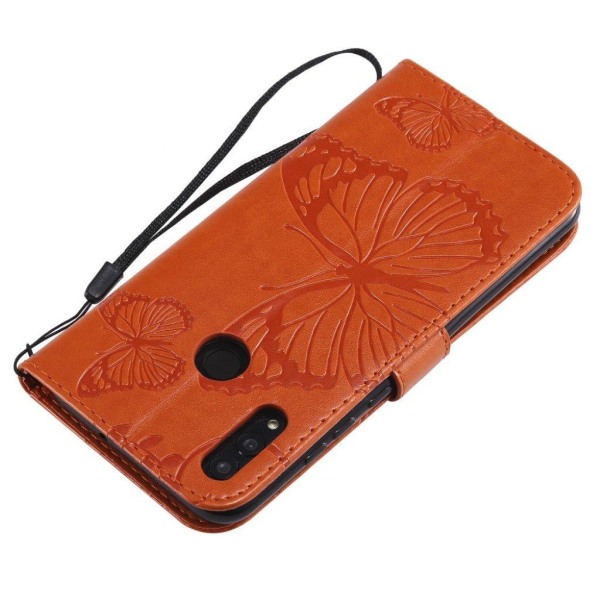 Huawei P Smart 2019 painettu Perhonen nahkainen flip suojakotelo Orange
