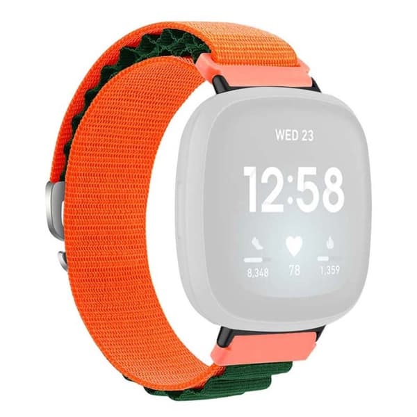 Fitbit Versa 4 / Versa 3 / Sense 2 / Sense Watch Band Nylon Justerbar håndledsrem - Orange + Grøn Orange