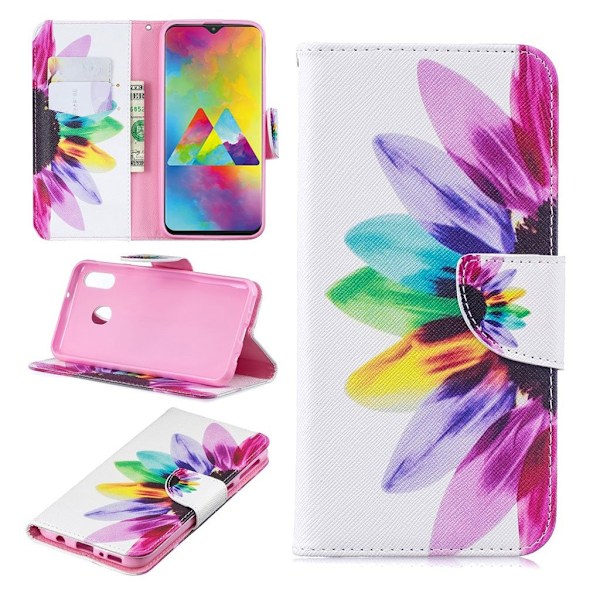 Wonderland Samsung Galaxy M20 etui - Kronblademønster Pink