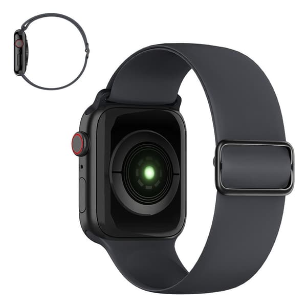 Apple Watch 40mm säädettävä silikoninen ranneke - Tummanharmaa Silver grey